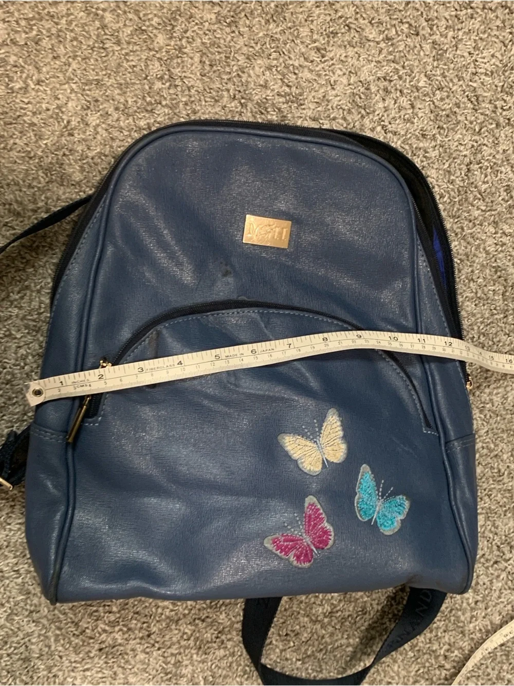 Mario Hernandez Butterfly Genuine Leather Blue Backpack